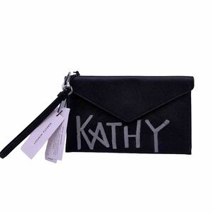 REBECCA MINKOFF Leo Black Leather Envelope Wristlet Purse Clutch “Kathy” NWT